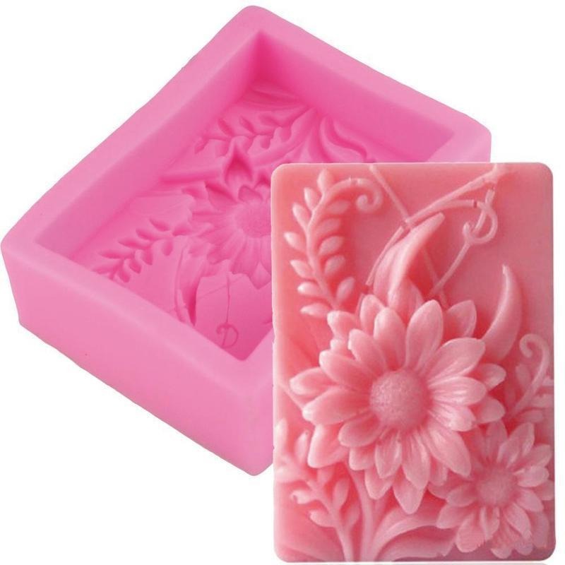 Soap Making Kit For Beginners - 1 Stück 3D Quadratische Rosenblüten-Silikonform für